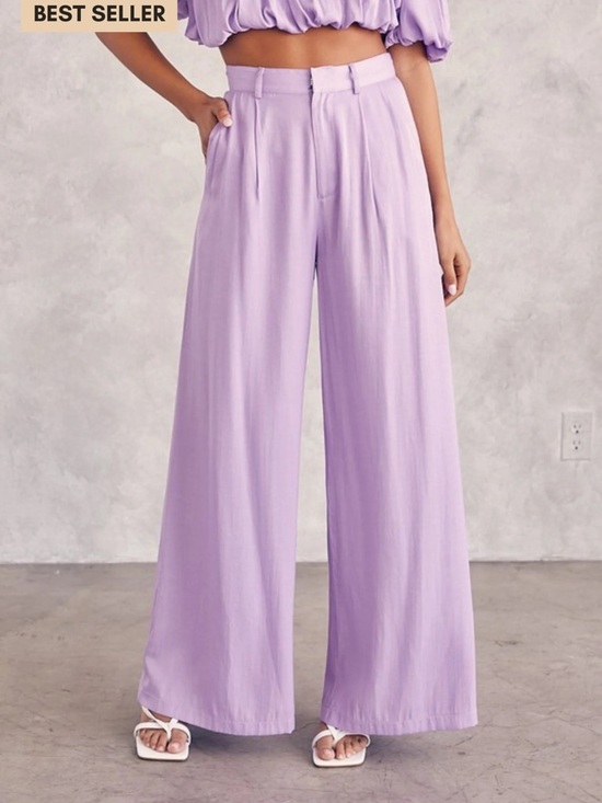 idem ditto Pants - High-Waist Wide-Leg Pants in Lilac